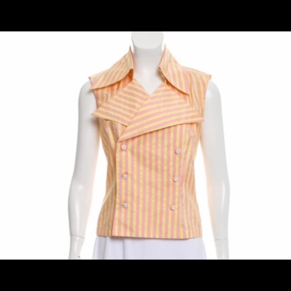 CHANEL Silk Striped Top M / FR40/ US8